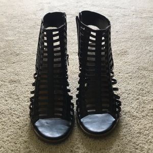Black Peep-toe Booties
